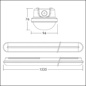 LED-Feuchtraumleuchte JULIE 60W 4000K gr 6300lm Konv IP65 BWM 1532x94x76mm