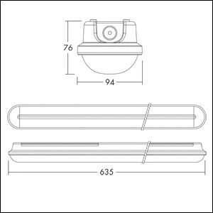 LED-Feuchtraumleuchte JULIE 20W 4000K gr 2200lm Konv IP65 632x94x76mm