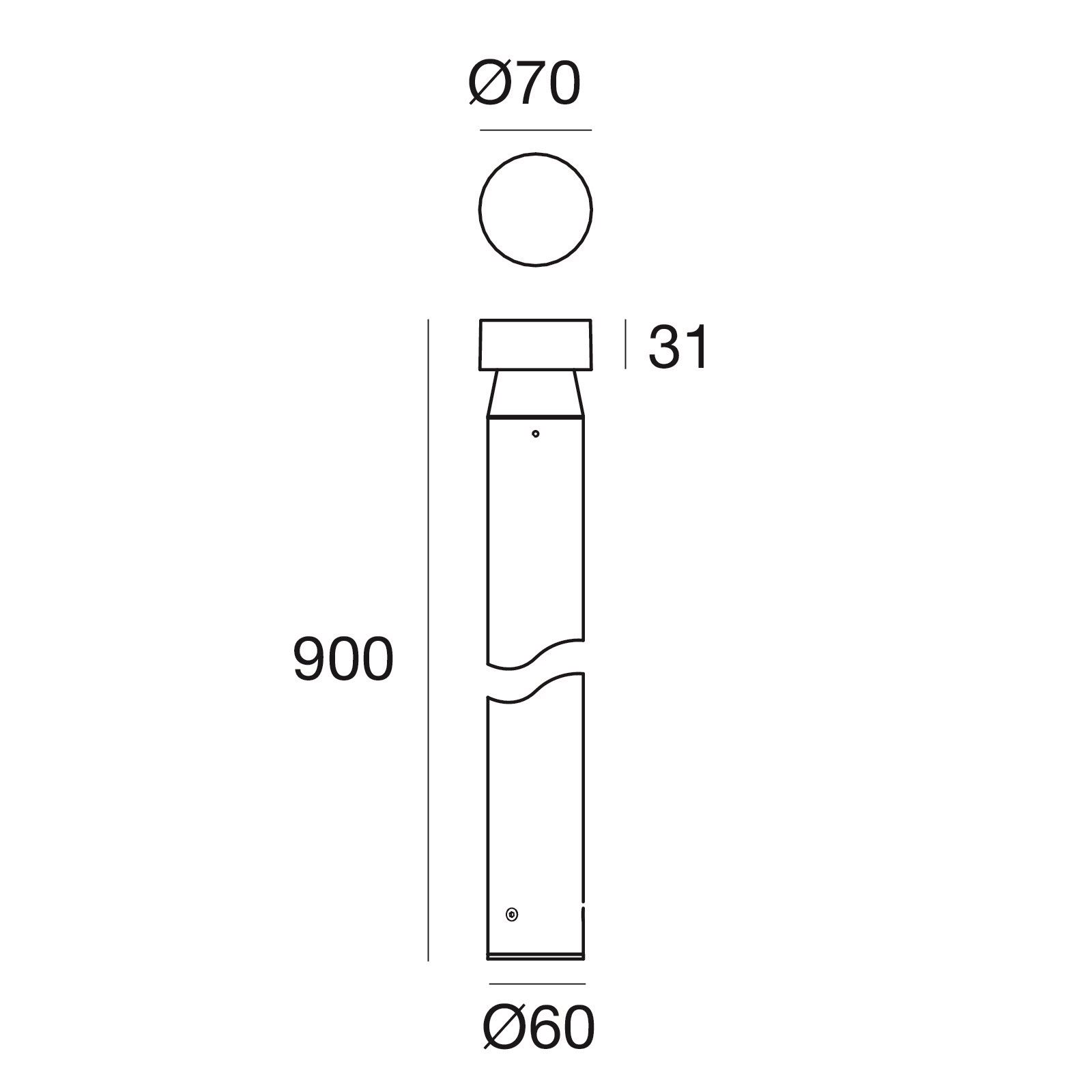 LED-Pollerleuchte 7W Buzzer IP65 3000K 46lm 1LED gr Alu Kst_tr