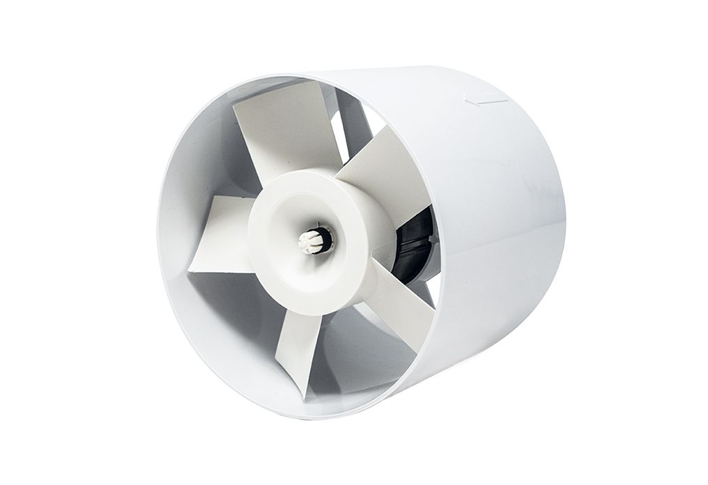 Kleinraumventilator 151mm 230V 366cbm/h m.VerzögSchalt Rohranb Kst ws 50Hz
