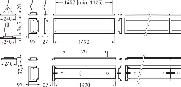 LED-Pendelleuchte 56W 3000K 8000lm Konv 1LED LED nicht austauschbar elektr.Trafo