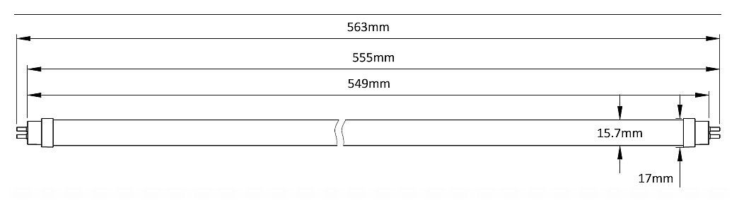LED-Röhrenlampe G5 T5 5,7-10W 3000K ws 960-1620lm mattiert 220° DC Ø17x549mm
