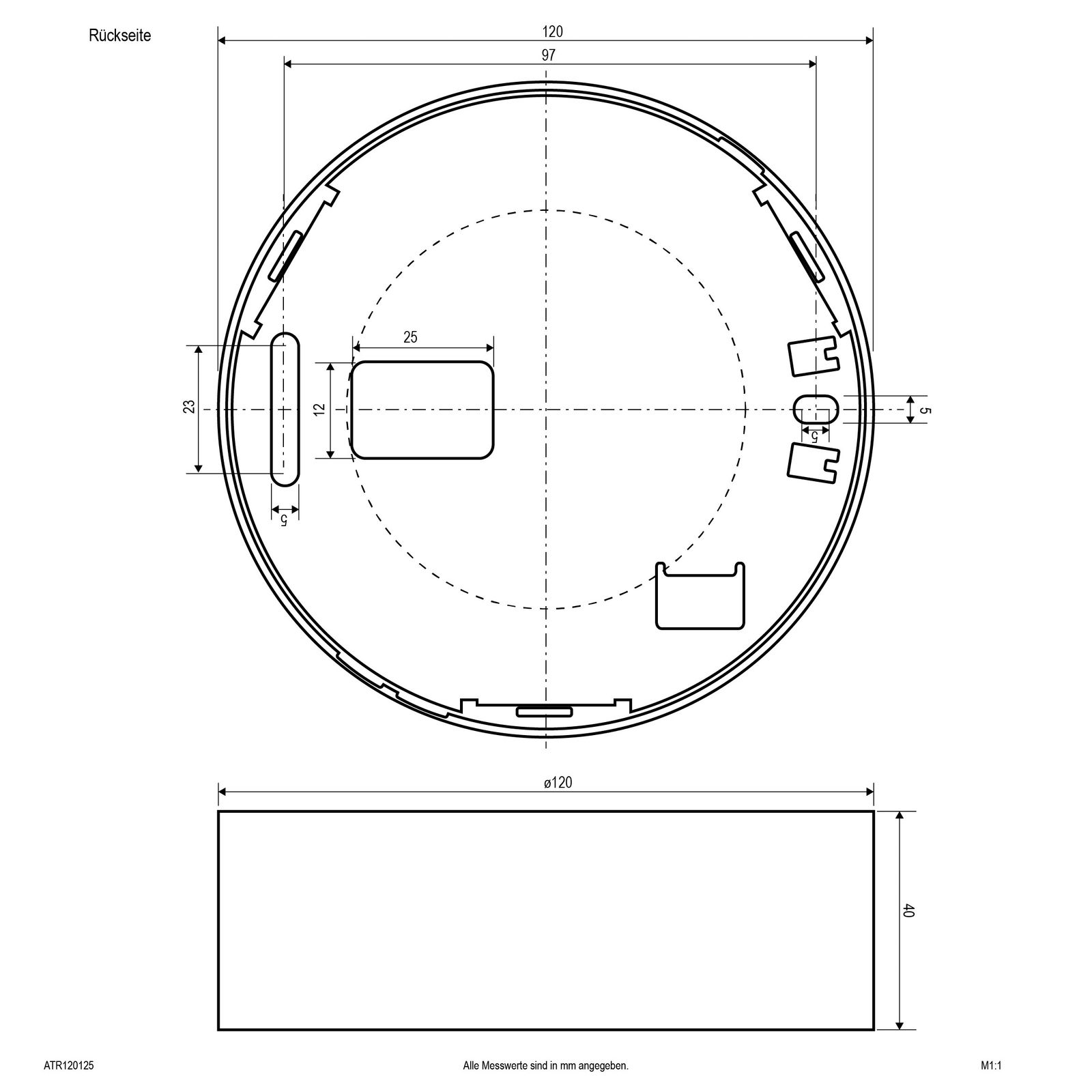 LED-Anbauleuchte 8W 3000-4000K 752lm ws Dimmung Phasenabschnitt IP44 Ø120x40mm