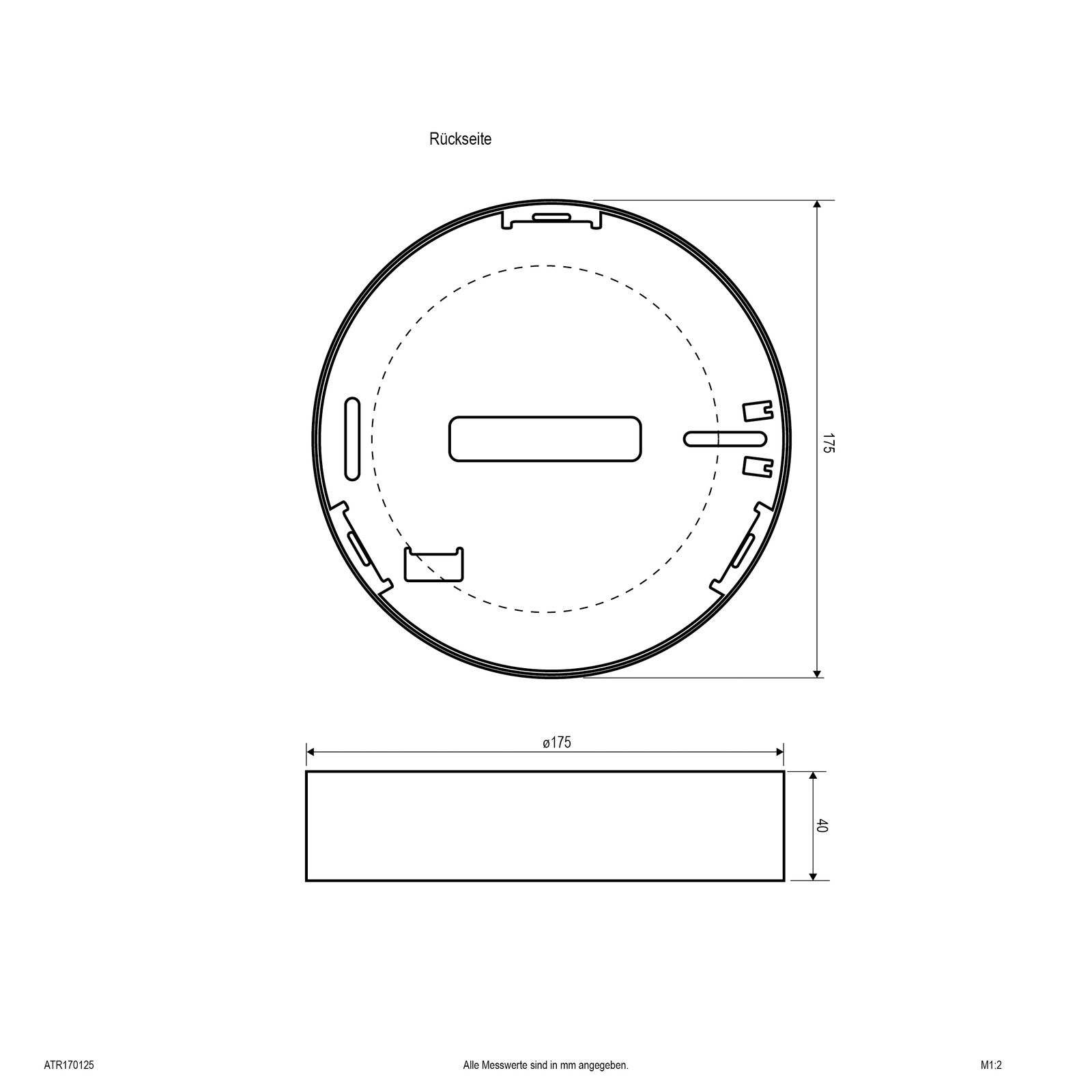 LED-Panel 0x0mm 14W 3000-4000K 1316lm ws Dimmung Phasenabschnitt IP44 Ø175x40mm