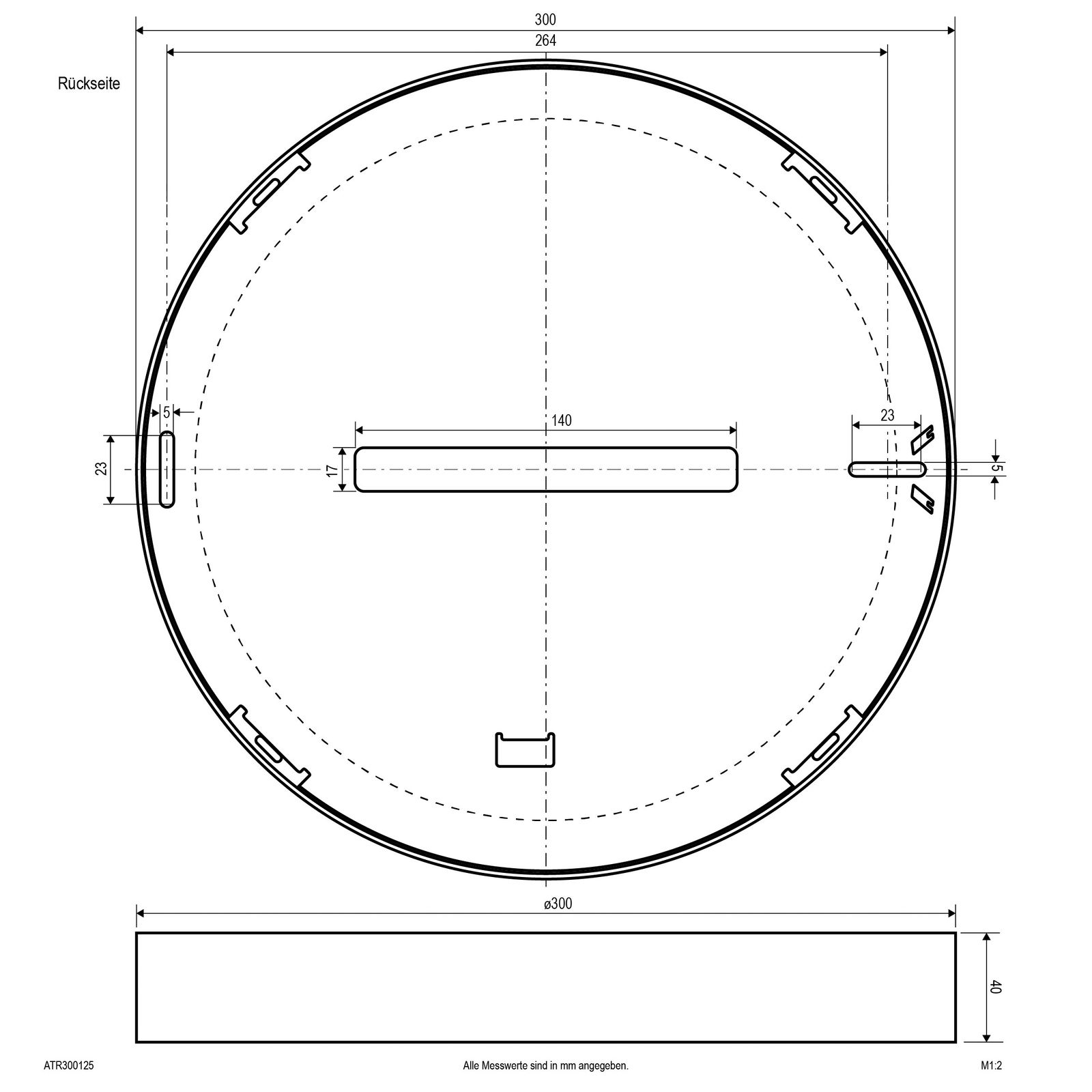 LED-Anbauleuchte 28W 3000-4000K 2632lm ws Dimmung Phasenabschnitt IP44
