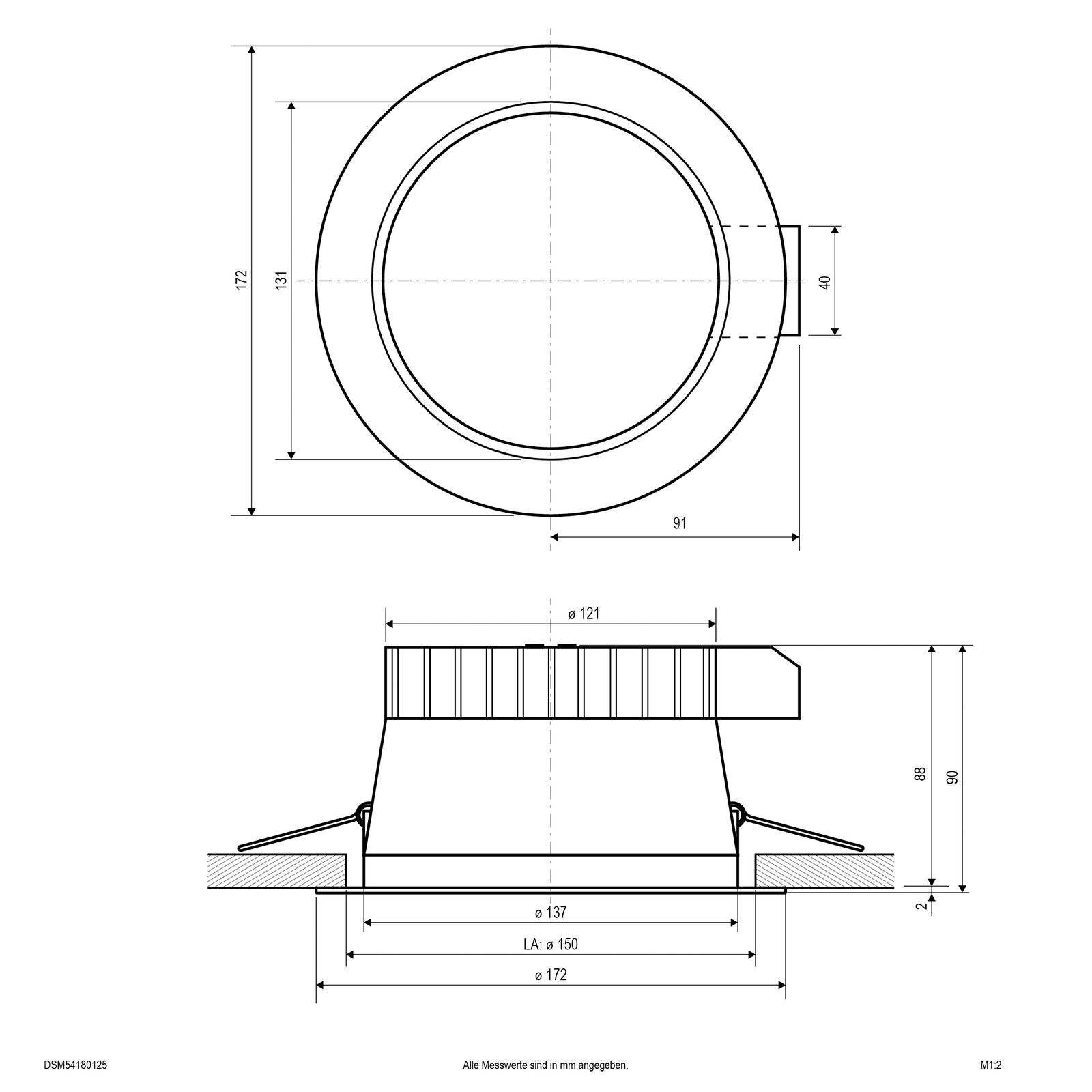 LED-Downlight 18,5W 3000-4000K 2300lm ws IP54 Ø172x90mm