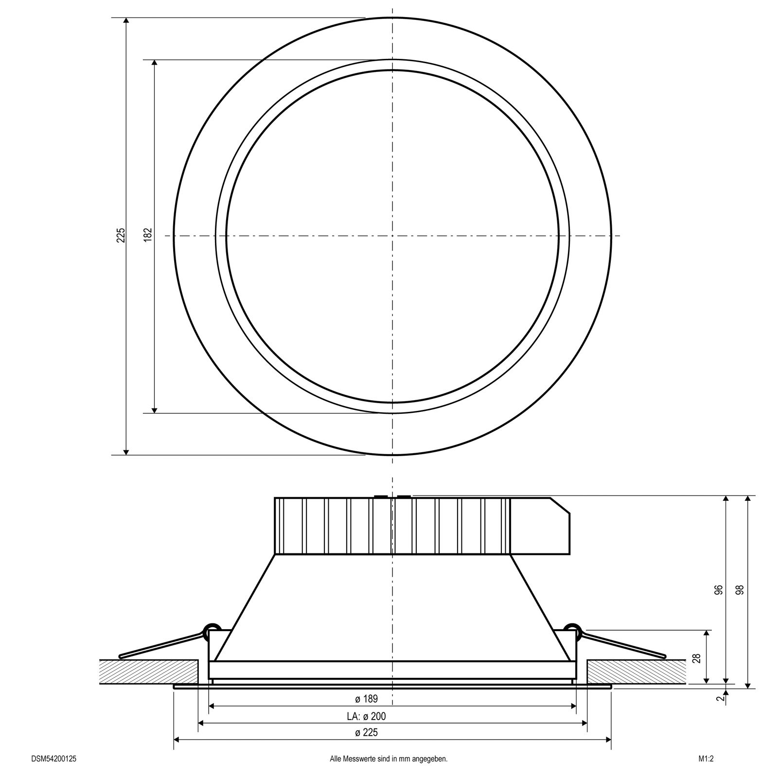LED-Downlight 20W 3000-4000K 2703lm ws IP54 Ø225x98mm