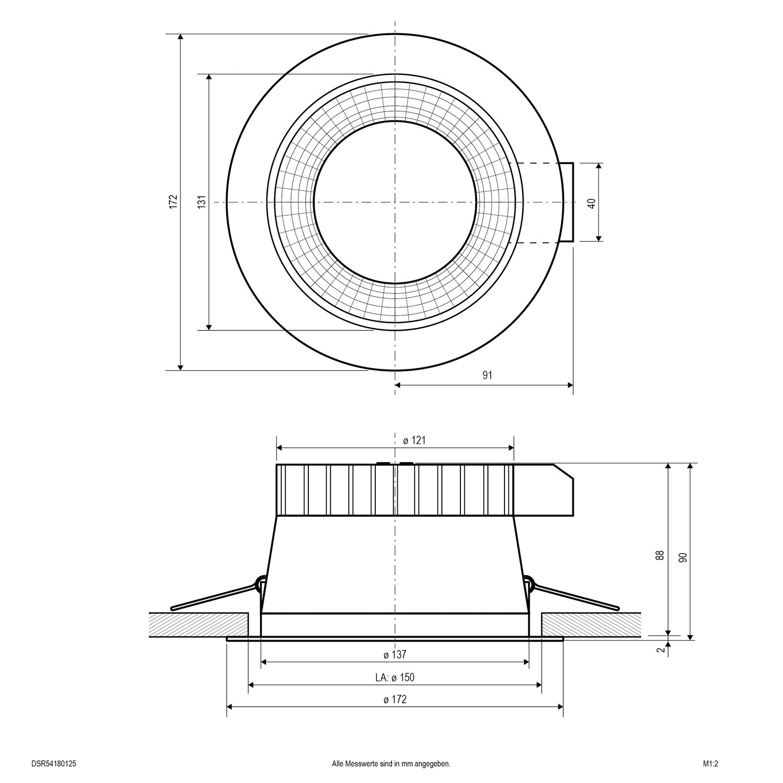 LED-Downlight 18,5W 3000-4000K 2403lm ws IP54 Ø172x90mm