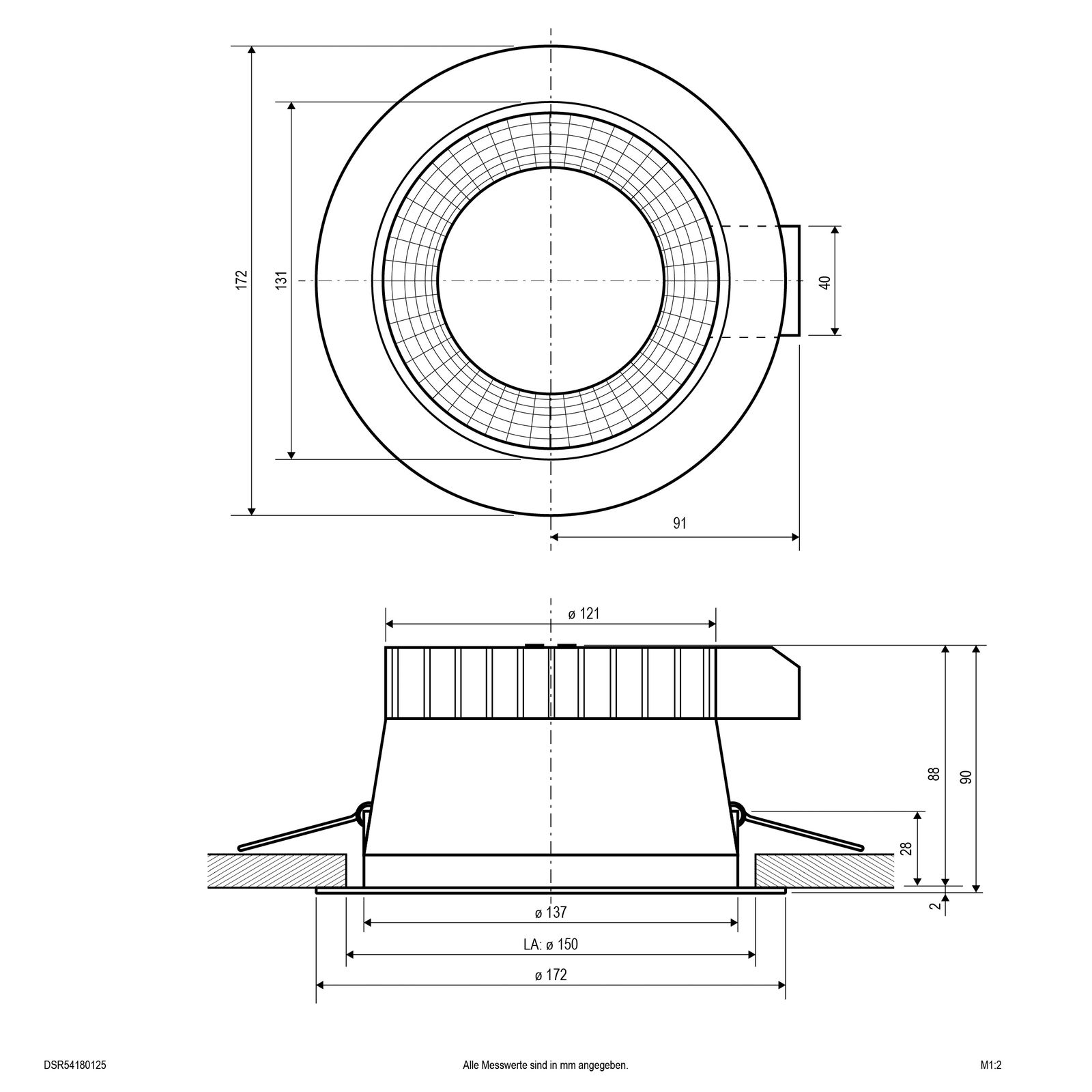 LED-Downlight 18,5W 3000-4000K 2403lm ws IP54 Ø172x90mm