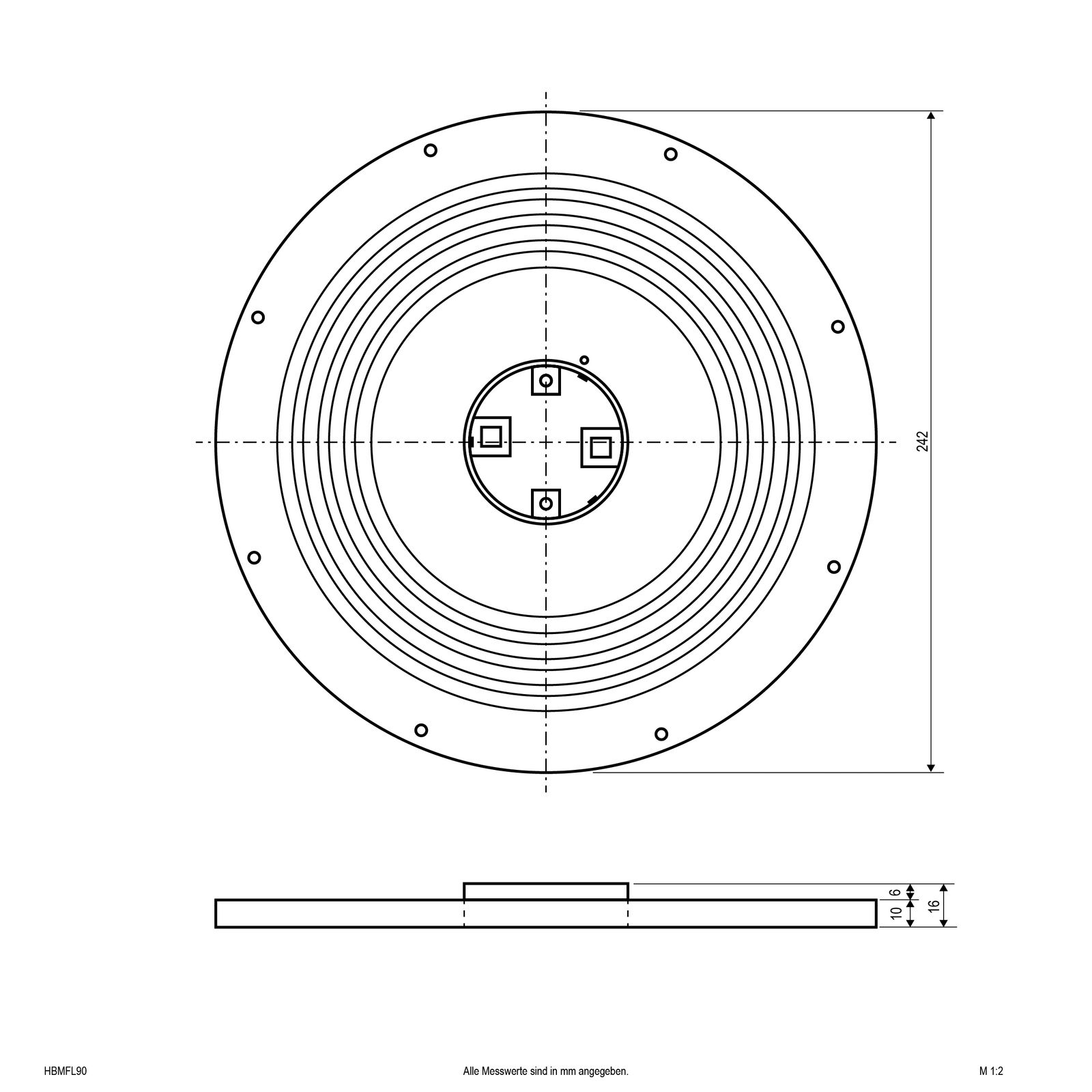 Linse 90° sym direkt Kst