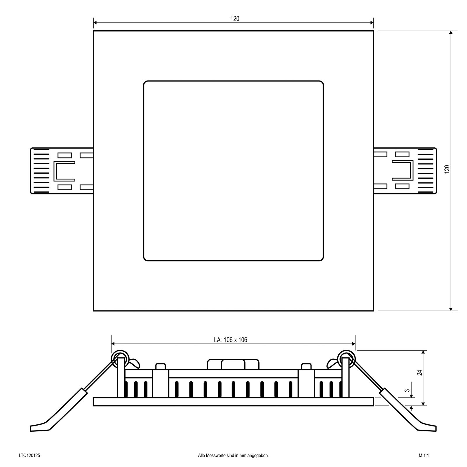 LED-Panel 120x120mm 7W 3000-4000K 658lm ws Dimmung Phasenabschnitt IP54