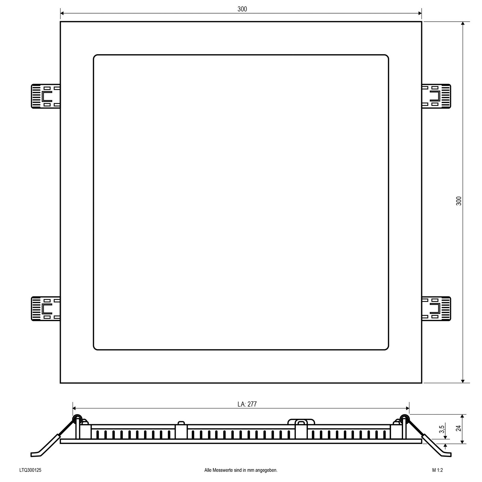 LED-Panel 300x300mm 25W 3000-4000K IP54 2350lm ws Dimmung Phasenabschnitt