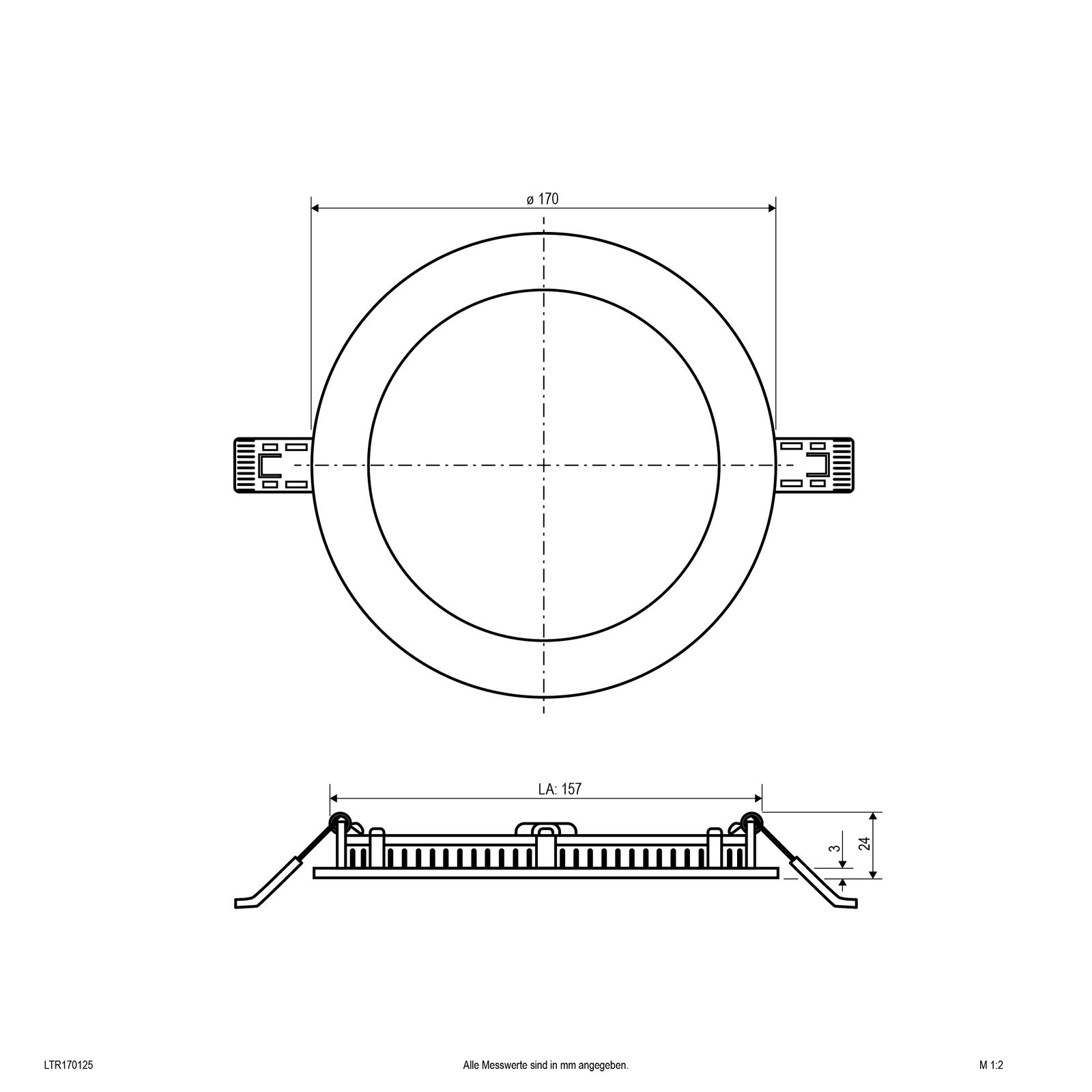 LED-Panel 0x0mm 12W 3000-4000K 1128lm ws Dimmung Phasenabschnitt IP54 Ø170x24mm