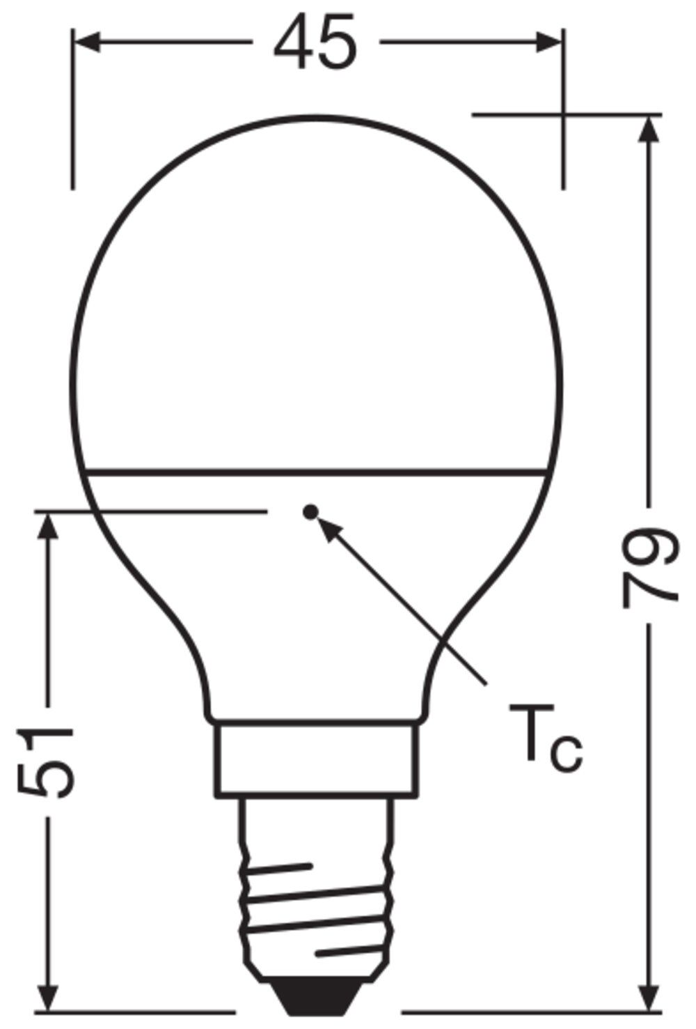 LED-Lampe E14 P45 4,9W 4000K 470lm F ws opal 200° AC Ø45x79mm 220-240V