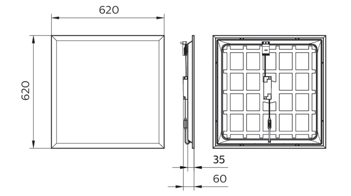 LED-Panel Ledinaire 34W 3000-4000K ws 3400lm IP20 620x620x35mm