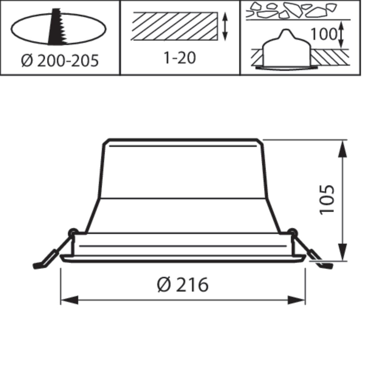 LED-Einbaustrahler 21,12W CoreLine 3000K 2300lm 48LEDs Alu IP20 ws mt