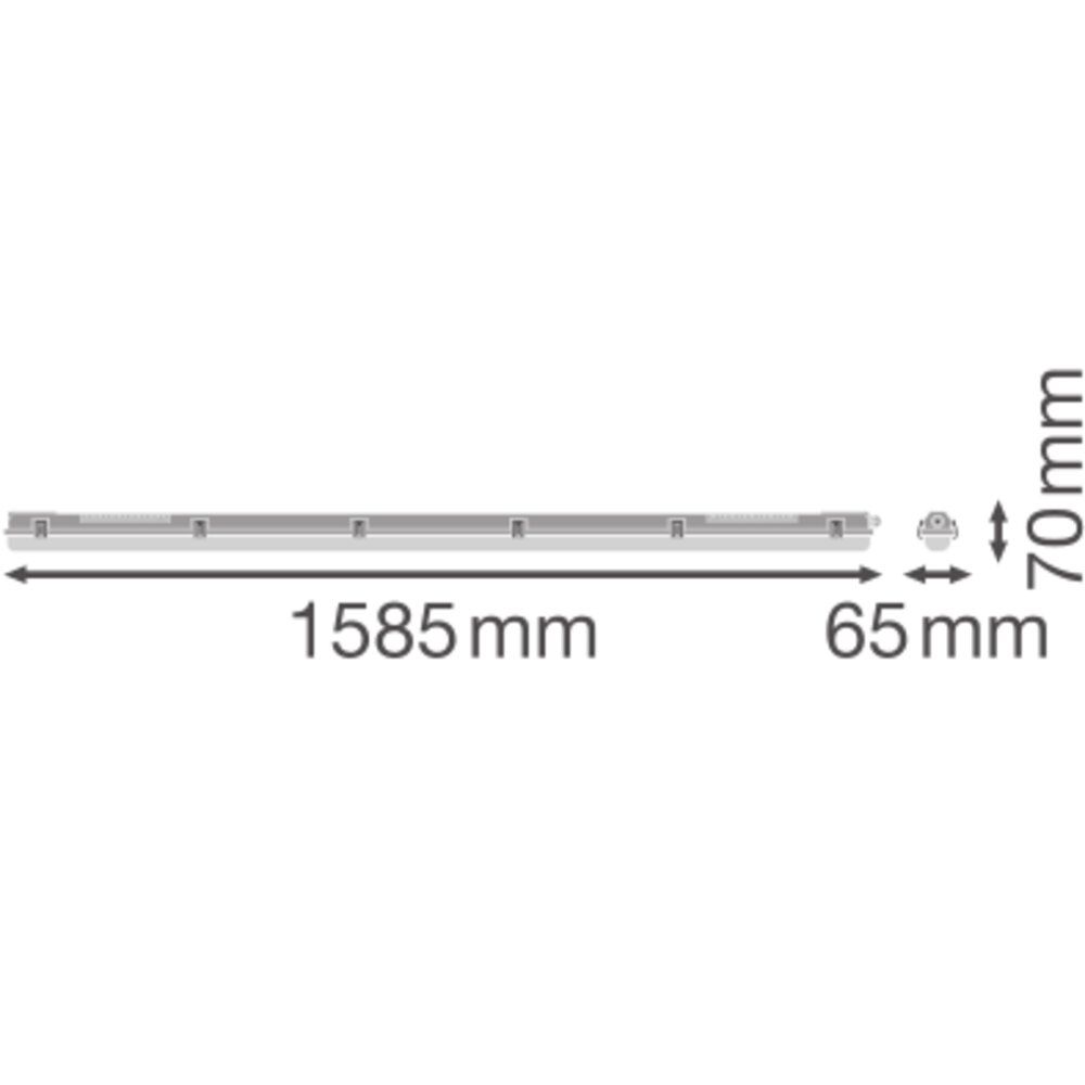 Anbaugehäuse gr Kst G13 L1585mm B65mm H70mm