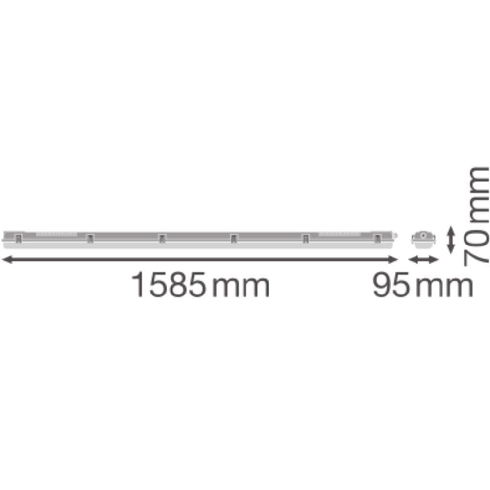 Anbaugehäuse gr Kst G13 L1585mm B95mm H70mm