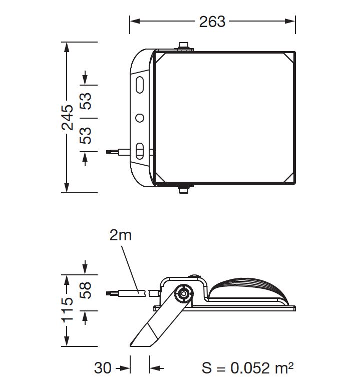 LED-Anbaustrahler 100W FL41 4000K Alu 13000lm si mt IP65 265x245x54mm