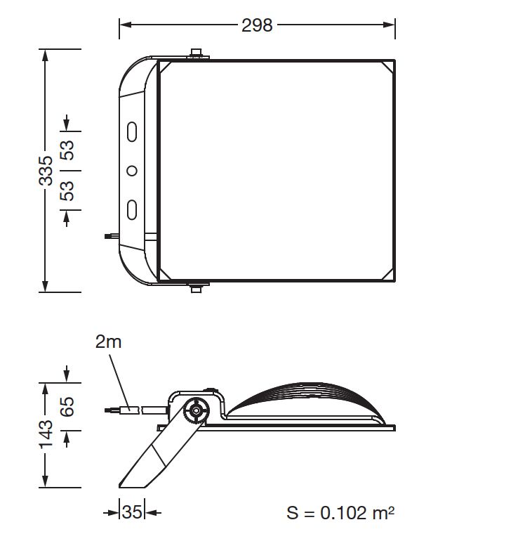 LED-Anbaustrahler 200W FL41 4000K Alu 26000lm si mt IP65 375x335x65mm