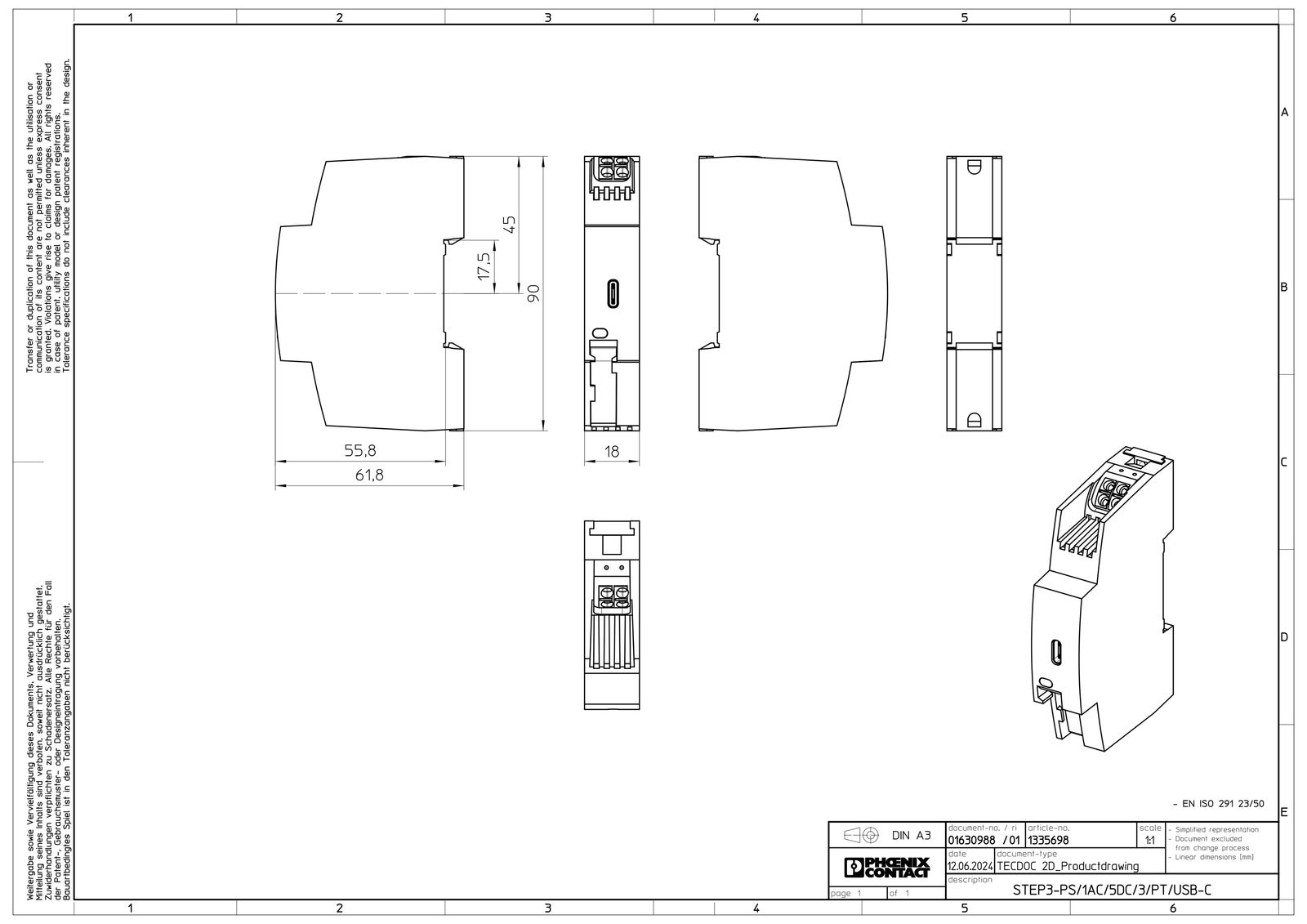 Gleichstromversorgung REG 5V 15W 3A 1TE 100-240VUC f.Reiheneinb 110-250VAC/DC