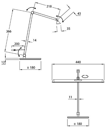 LED-Schreibtisch 12W Beba 3000-6000K 1340lm 1LED elektr.Trafo anth m.Schalter