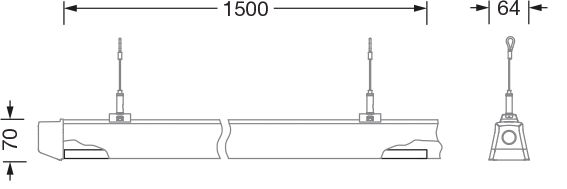 LED-Leuchteneinsatz 58W Licross21 4000K 10280lm 1LED EVG IP40 ws 66x1500x67mm