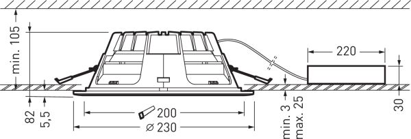 LED-Einbaustrahler 20W Amatris 3000K Alu 2600lm Konv 1LED IP20 ws mt RF:matt LED-Einbaustrahler 20W Amatris 3000K Alu 2600lm Konv 1LED IP20 ws mt RF:matt