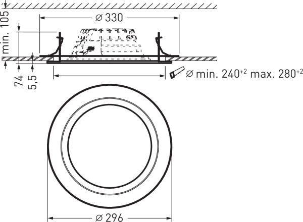 Sanierungsplatte ws Amatris Alu Ø330mm H73mm