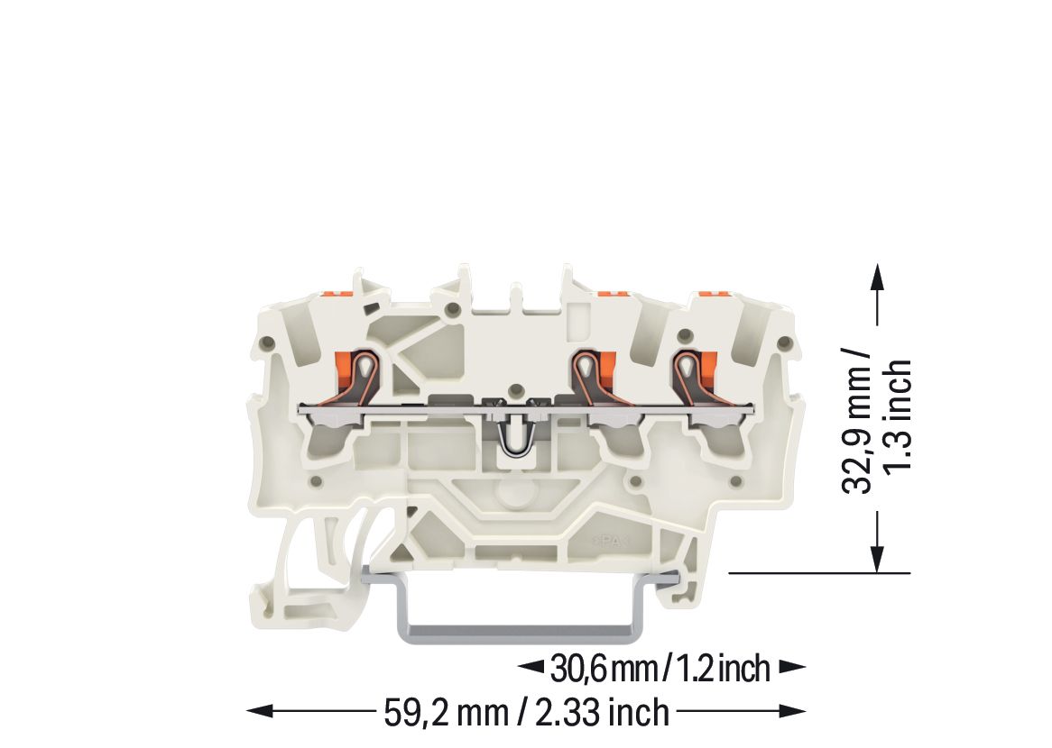 Reihenklemme 0,25-2,5qmm 1Etage 3kl lgr 15A TS35 Hutschiene TH35