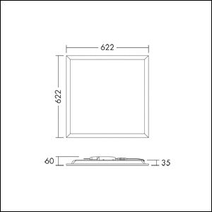 LED-Panel 622x622mm ANNA 30-36W 4400lm 3000-4000K ws Dimmung DALI IP40