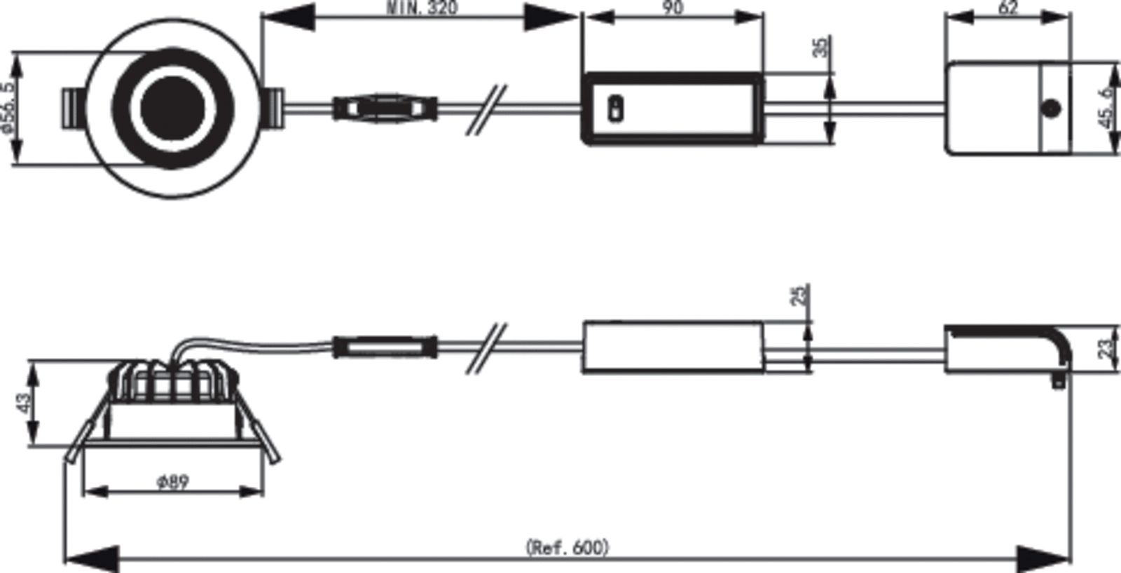 LED-Einbaustrahler 6W 2700-4000K 550lm Konv ws ST IP20 Ø/EB68mm