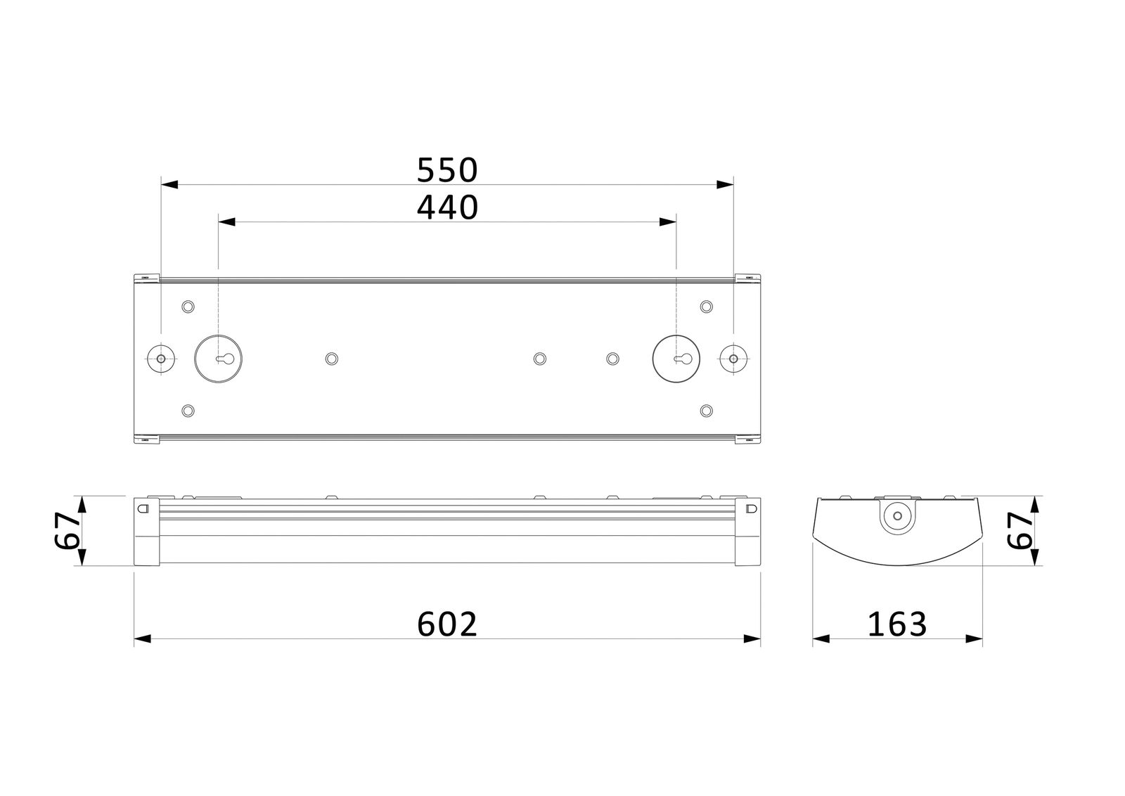 LED-Wannenleuchte 17W 3000-4000K 2200lm ws IP44 602x165x69mm