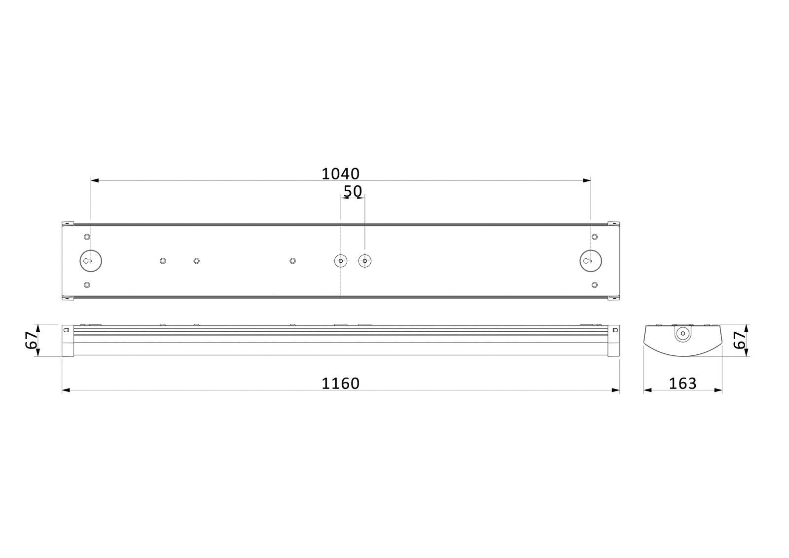 LED-Wannenleuchte 34W 3000-4000K 4800lm ws IP44 1160x166x70mm