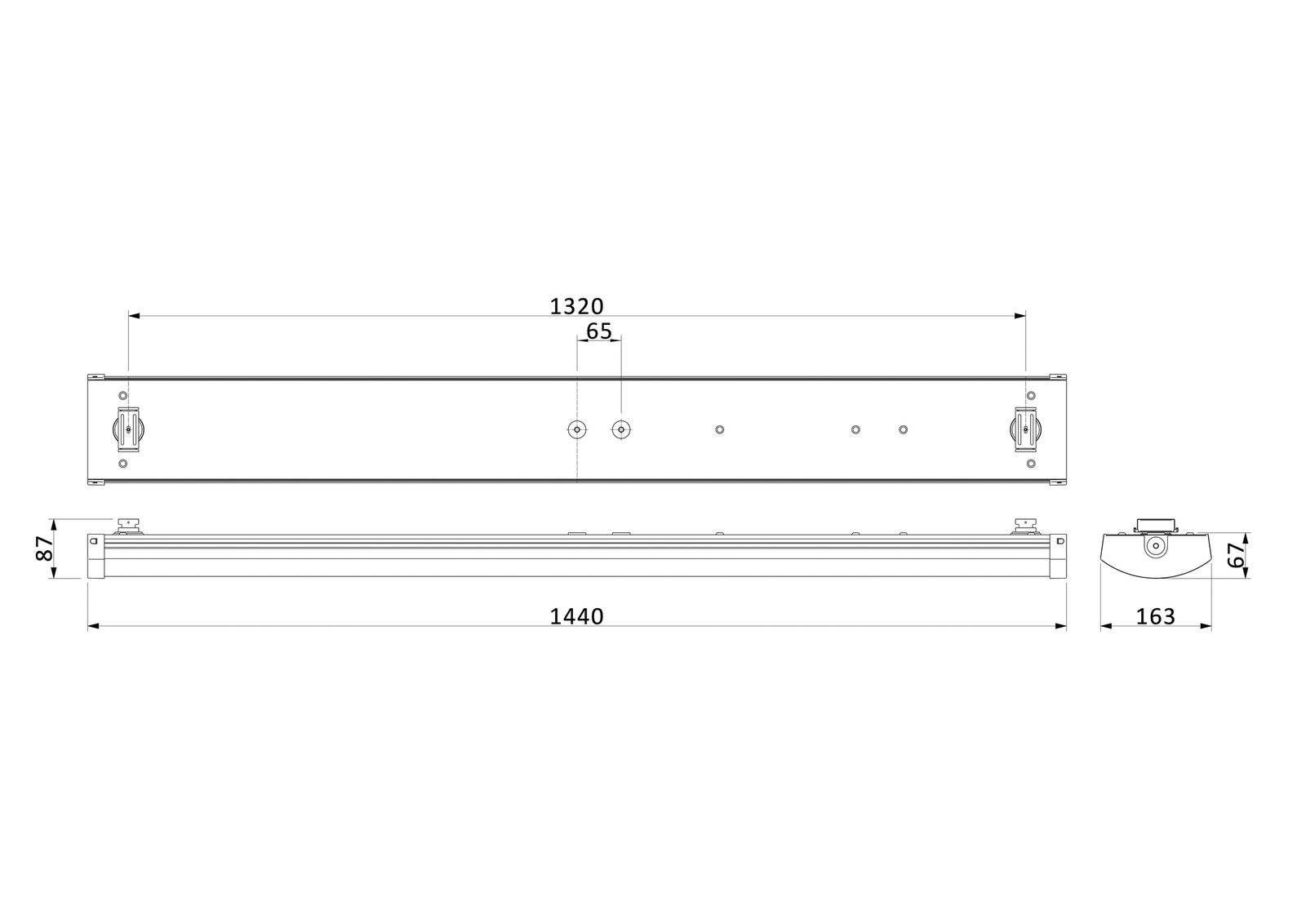 LED-Wannenleuchte 43W 3000-4000K 6000lm ws IP44 1440x167x71mm