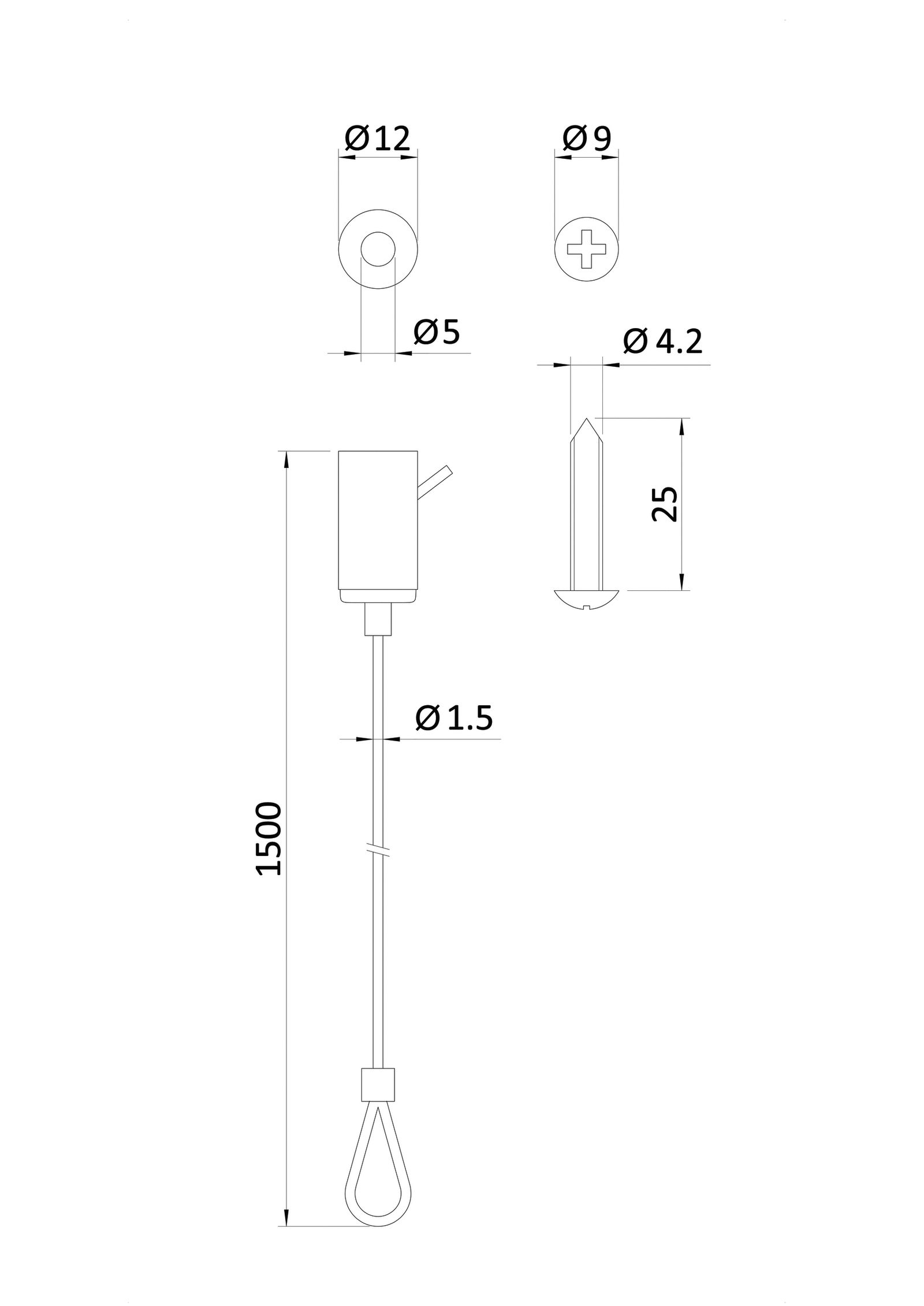 Seilabhängung edst Ø12mm L1500mm