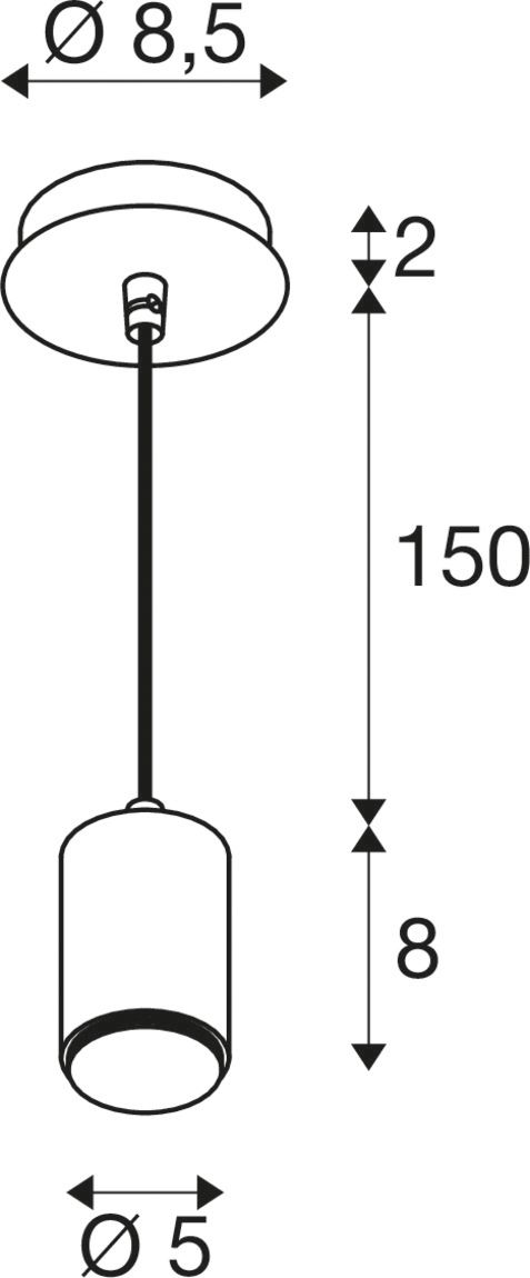 LED-Pendelleuchte 10W sw E27 IP20 1LED LED austauschbar Ø50mm