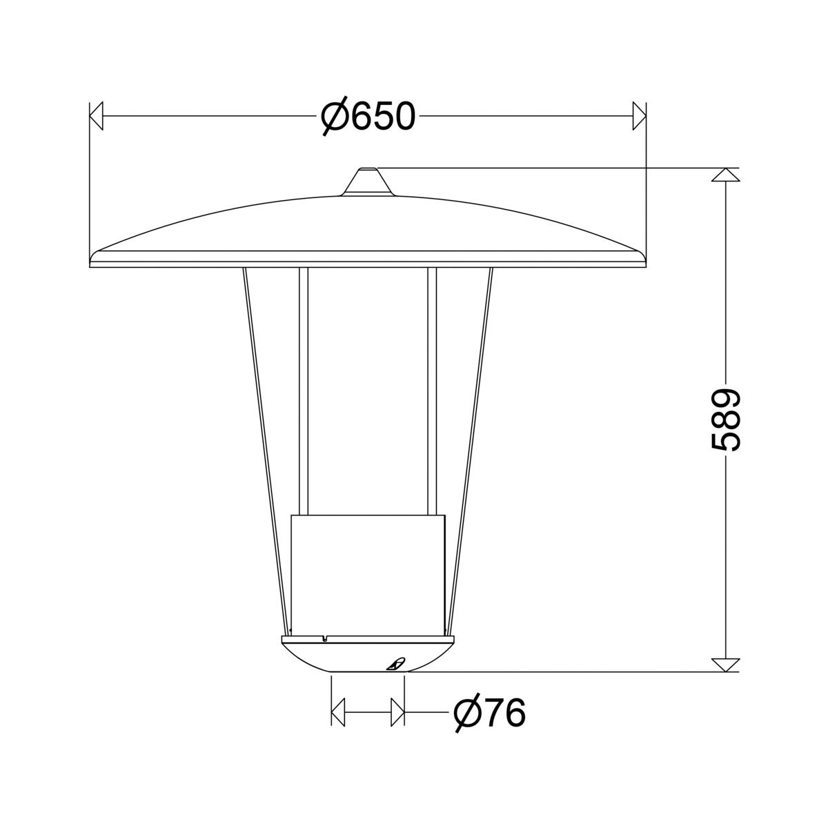 LED-Aufsatzleuchte 25W RETRO 76mm 4000K 3950lm gr Alu Kst_tr IP54 II