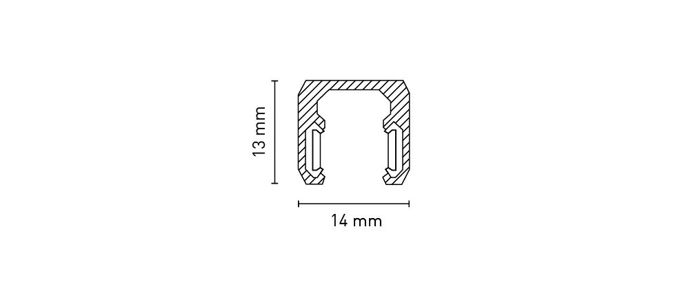 Stromschiene 1000mm sw 230V Alu 14x13mm rechteck