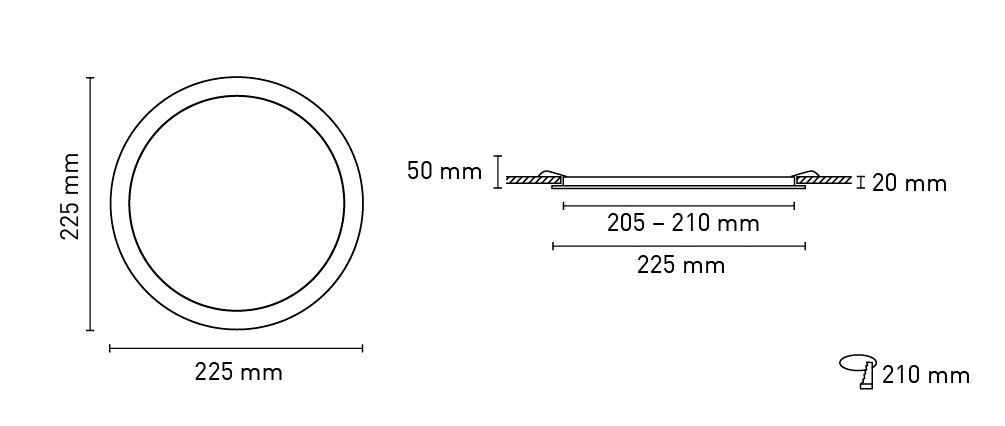 LED-Einbaustrahler 12-18W 3000-4000K Alu 1490lm Konv 1LED IP44 ws mt Ø/EB0-205mm