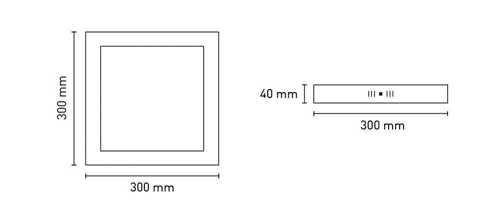 LED-Anbauleuchte 24W 3000-4000K 1890lm ws IP20 300x300x40mm