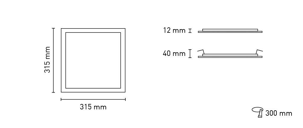 LED-Panel 315x315mm 30W 4000K 2700lm ws Konv IP40
