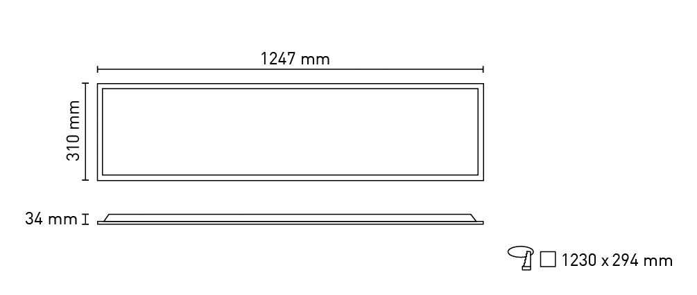 LED-Panel 1247x310mm 37,5W 3000-6000K ws 4719lm IP40