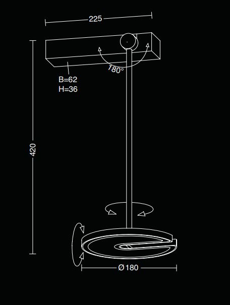 LED-Pendelleuchte 18W JANUS 2200-2850K 2700lm 1LED LED austauschbar sw sym IP20