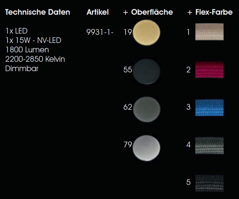 LED-Schreibtisch 15W TYPE T 2200-2850K 1800lm 1LED elektr.Trafo sw m.Schalter