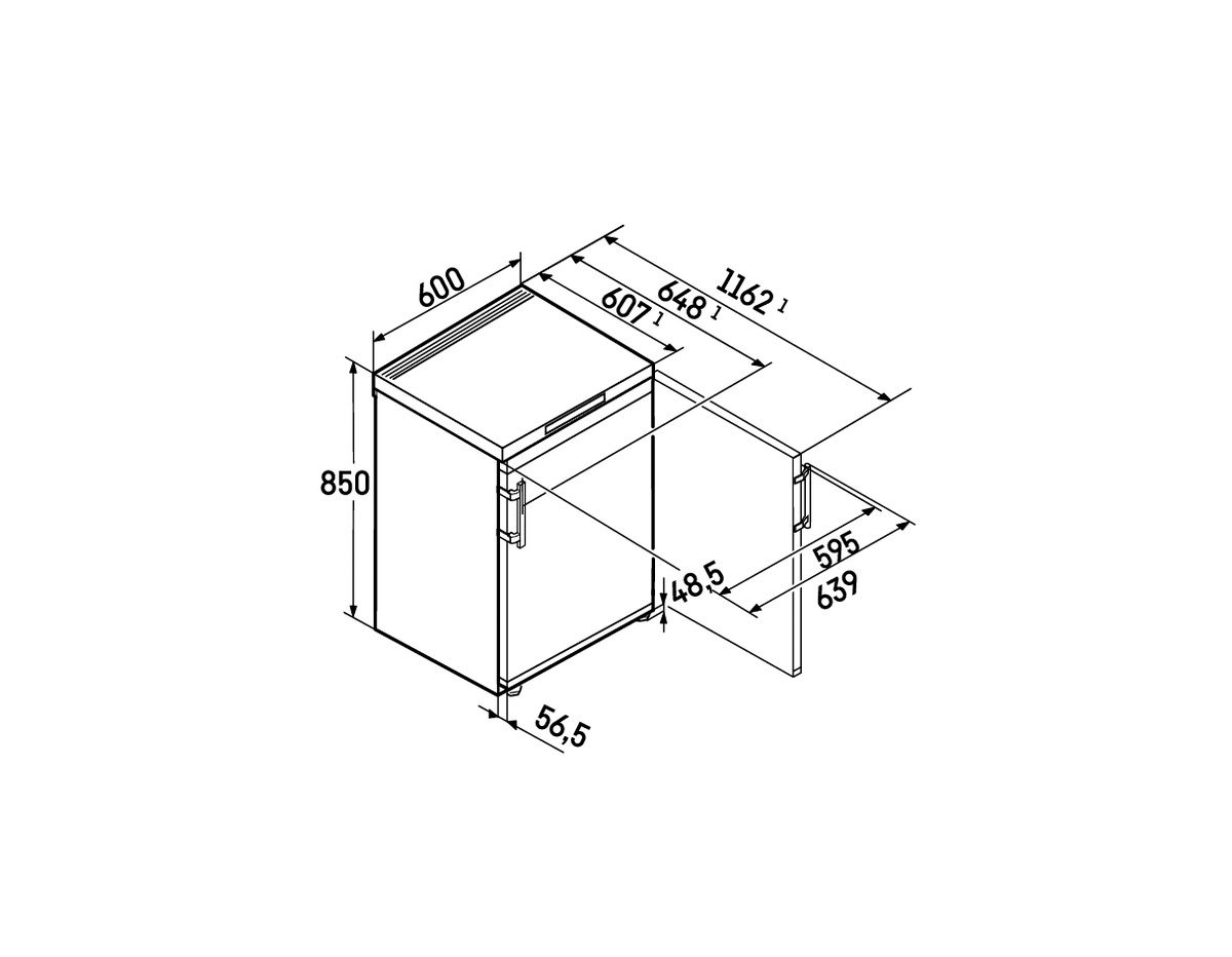 Tischgefrierschrank 93l D 148kwh 37dB ws NoFrost 4Korb B600xH850xT607mm