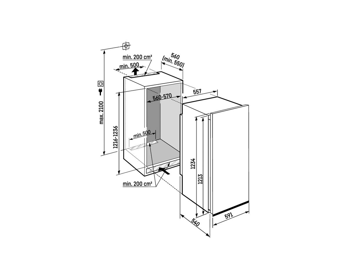 Kühlschrank EB E 167/15,9l 149kwh B559mm H1234mm