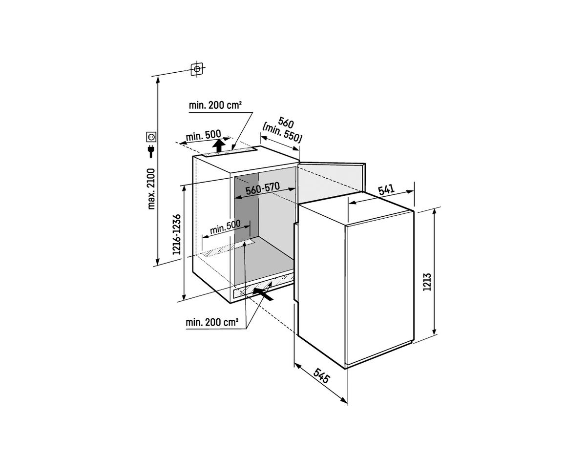 Kühlschrank EB E 167/15,9l integr 149kwh Schlepp B541mm H1213mm