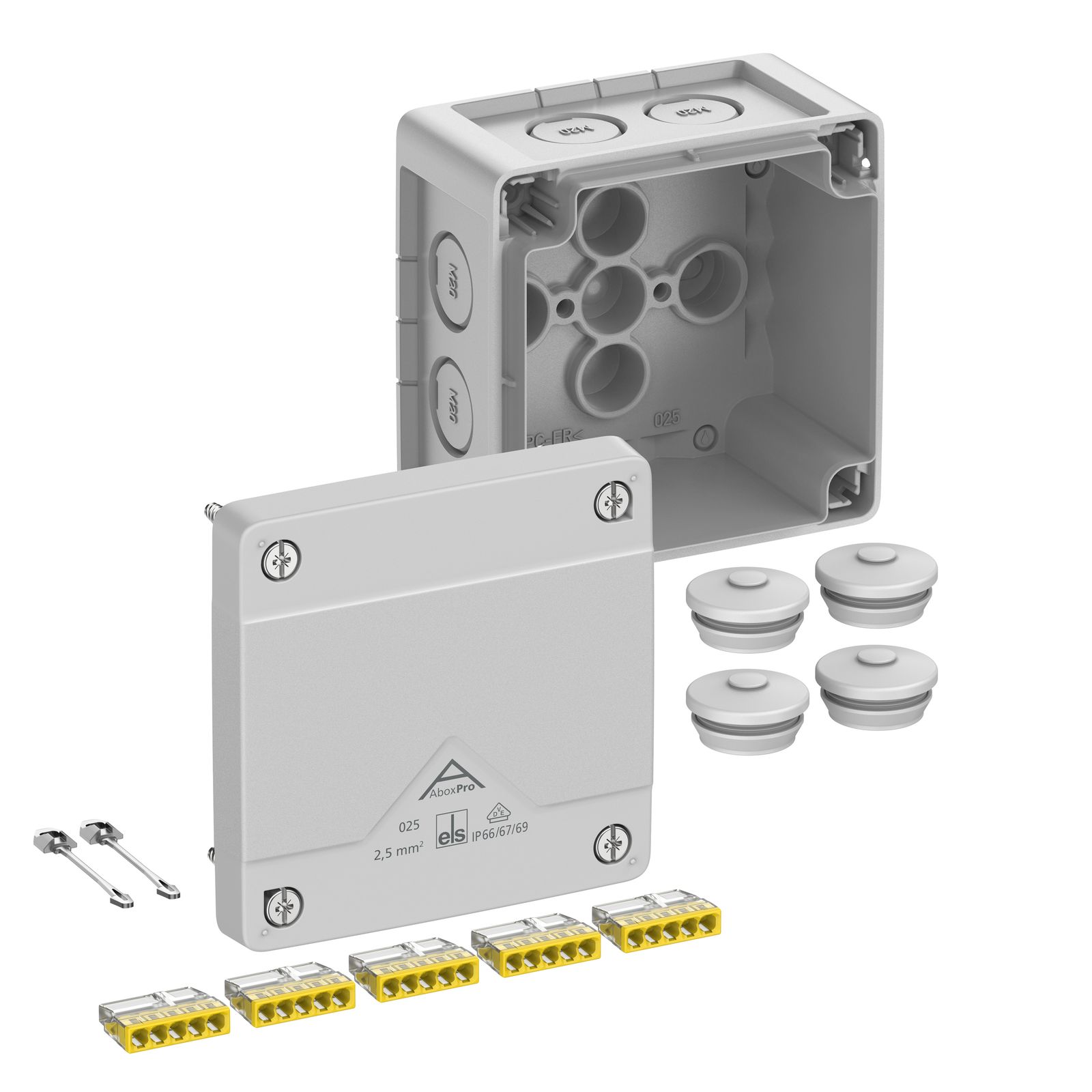 Abzweigkasten 92x92mm Kst gr IK09 hfr IP66/IP67/IP69