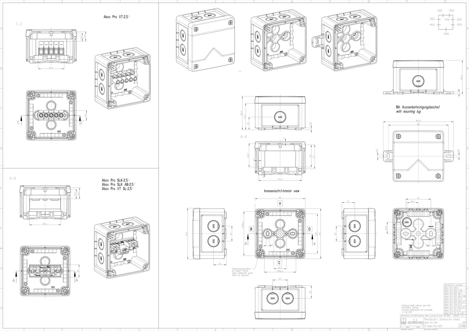 Abzweigkasten 92x92mm Kst gr IK09 hfr IP66/IP67/IP69